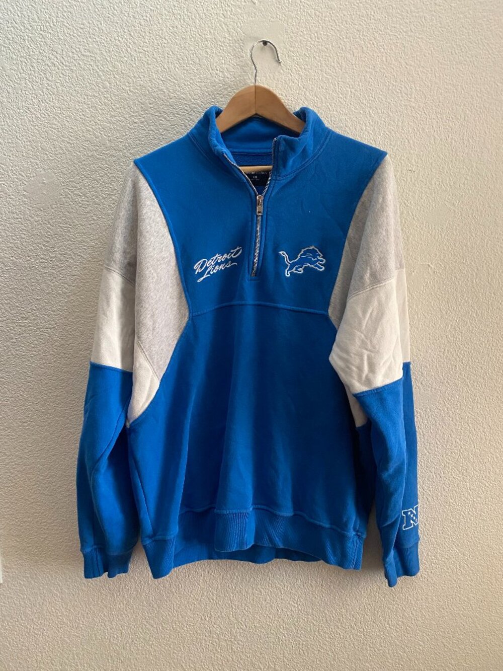 Detroit Lions Football NFL Abercrombie & Fitch Pullover 1/4 Zip Sweatshirt 2XL